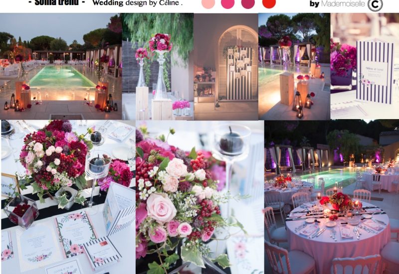 An elegant wedding celebration takes place poolside in a romantic setting, showcasing the expertise of By Mademoiselle C, wedding planner in Provence, French Riviera and Corsica. Luxurious floral arrangements and beautifully set tables create a sophisticated atmosphere for a grand ceremony. With lanterns and delicate lighting, this bespoke event embodies the dream of a unique wedding.