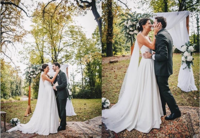 Célébration romantique d'un mariage de luxe en plein air, mettant en valeur un couple rayonnant dans un cadre naturel élégant. Le décor sophistiqué, avec un arc floral blanc et des touches de verdure, évoque un événement sur mesure dans un domaine privé. Cette cérémonie grandiose, nichée entre des arbres majestueux, incarne l'essence d'une célébration unique en Provence, Côte d'Azur et Corse. Avec une ambiance intime et raffinée, 'By